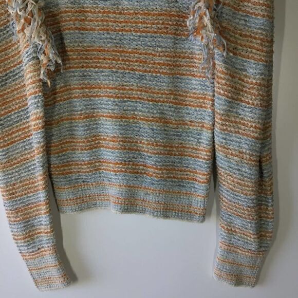 Ulla Johnson Arquette Fringed Striped Cotton-Blend Pullover Sweater in Bergamot - Picture 6 of 16